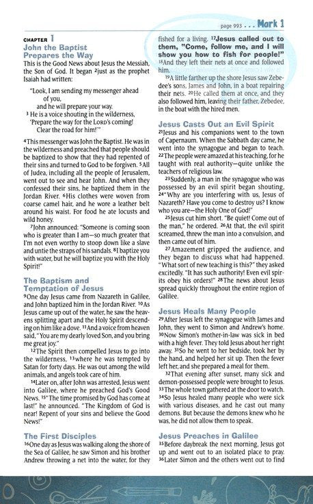 NLT Hands-On Bible for Kids Blue Check Cross LeatherLike