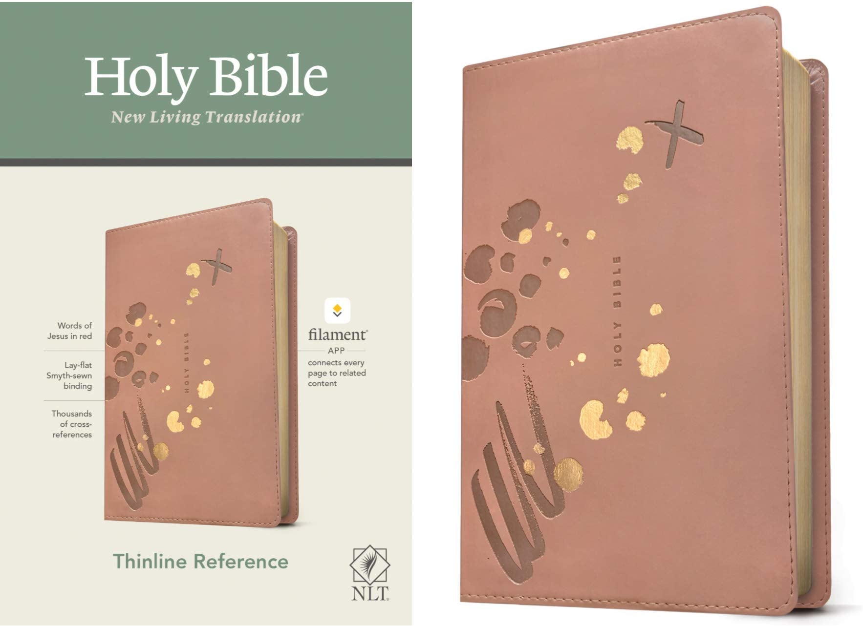 NLT Thinline Reference, Leatherlike, Brushed Pink, Red Letter (Filament Enabled Edition)