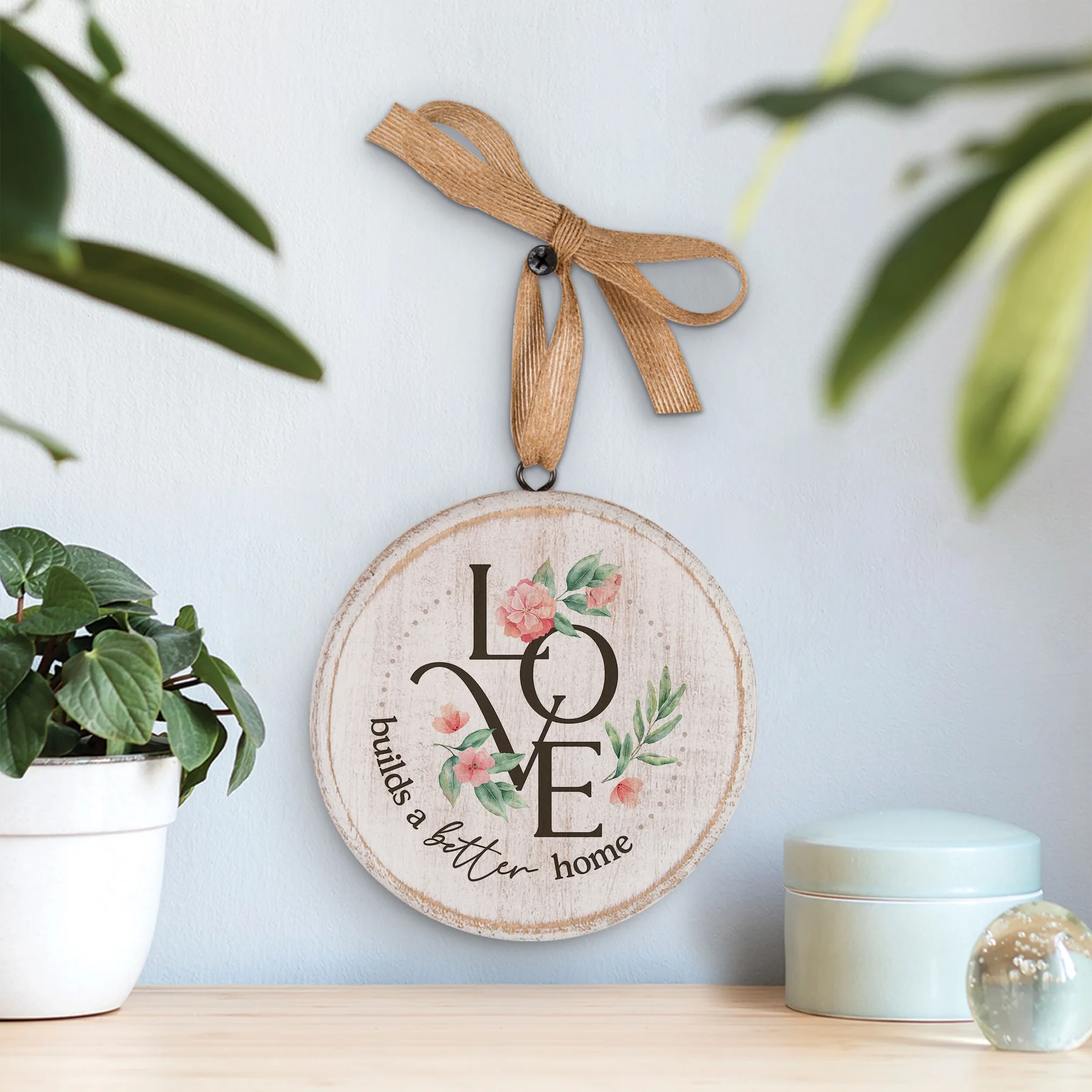 Decorative Ornament with Burlap Ribbon