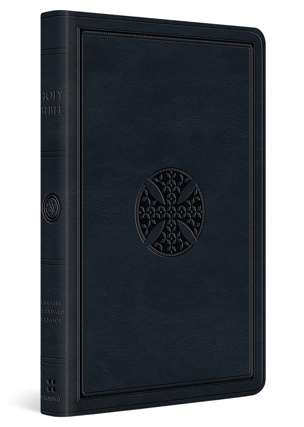ESV Large Print Value Thinline, Navy, Mosaic Cross, Leathersoft