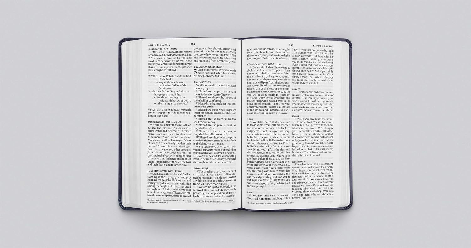 ESV Large Print Value Thinline, Navy, Mosaic Cross, Leathersoft
