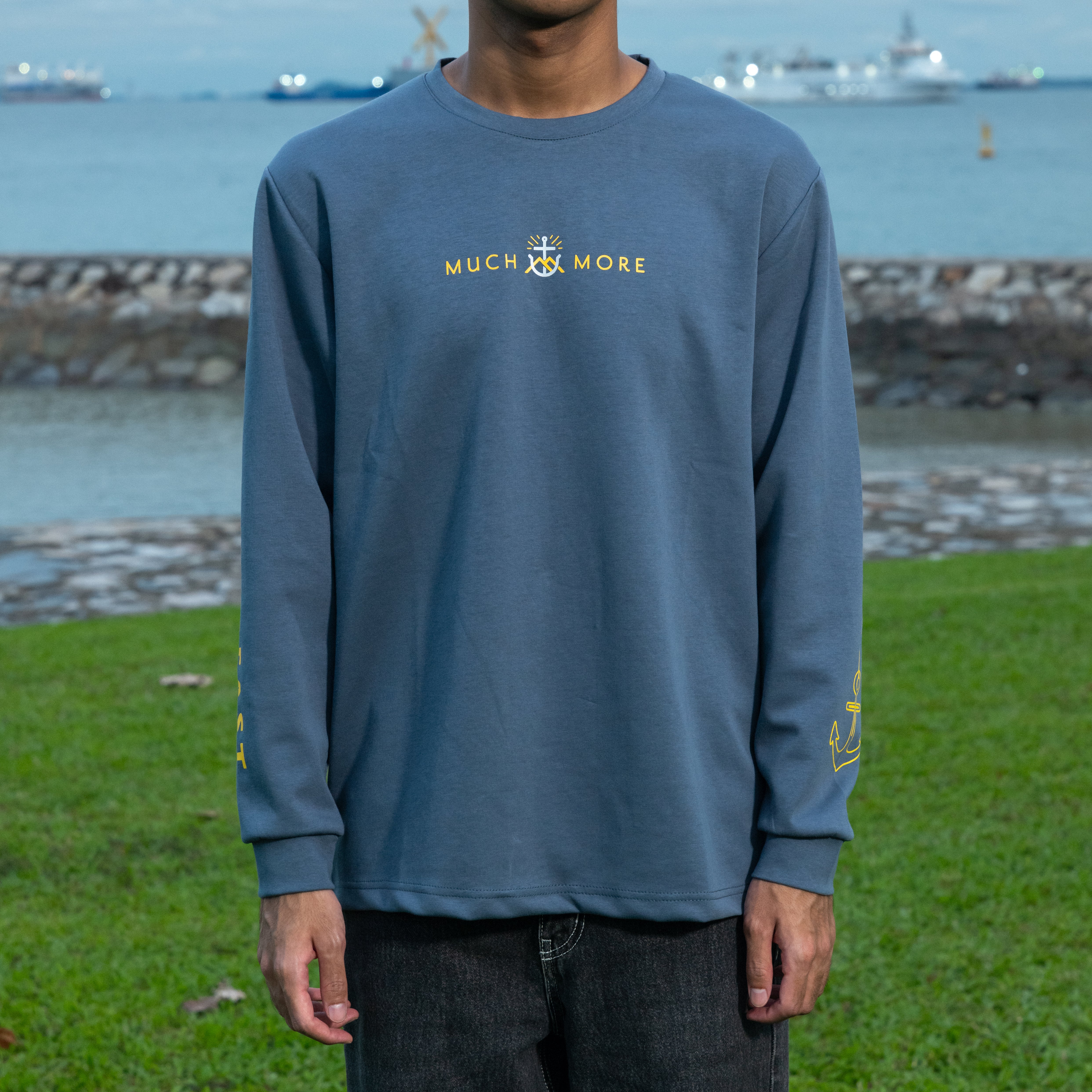 Much More Long-Sleeve Pullover, Slate Blue (KJV)