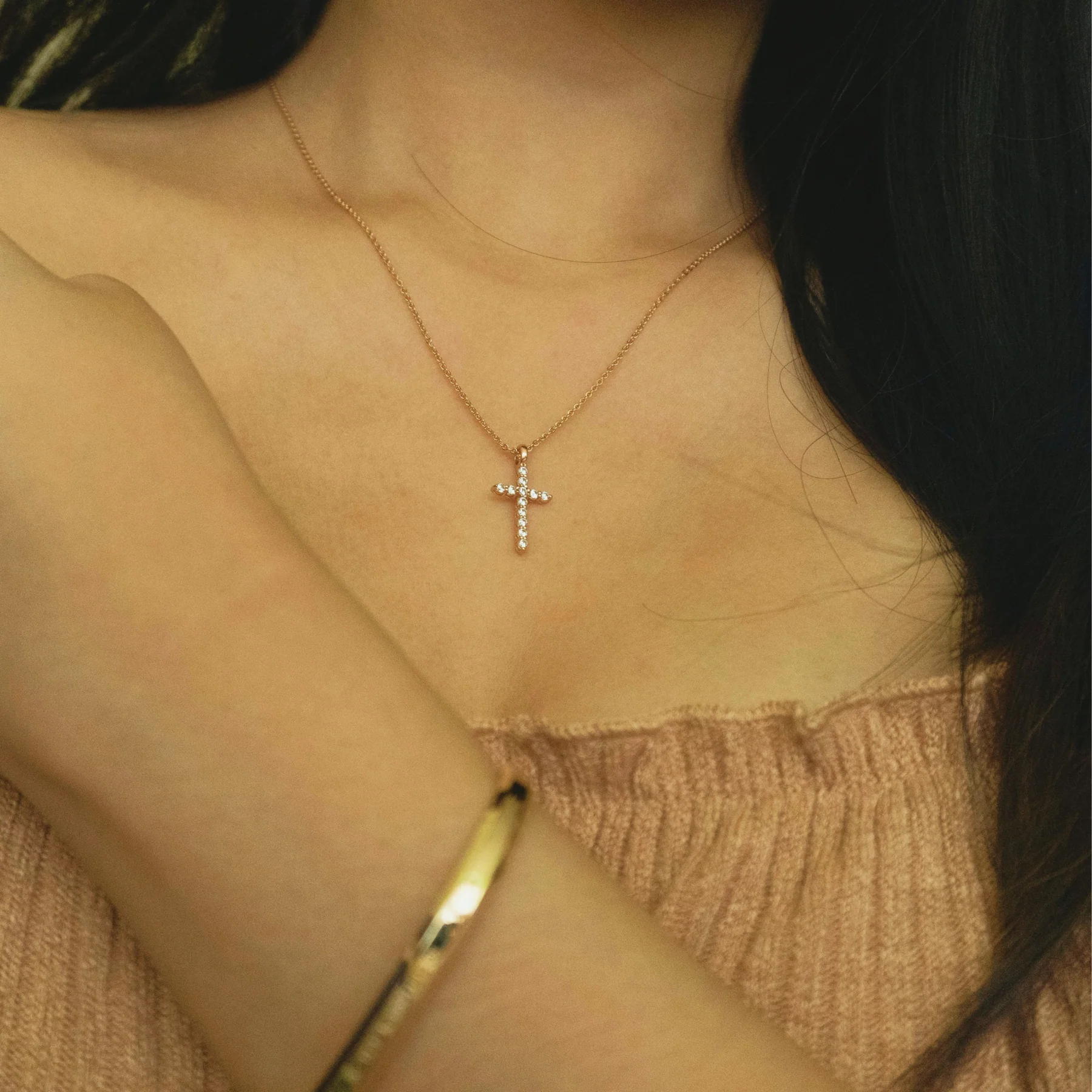 Brilliance Eternity, Rose Gold Cross by Jacob Rachel
