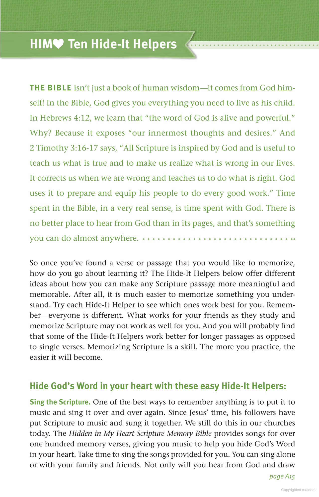 Hidden in My Heart Scripture Memory Bible, Hardcover