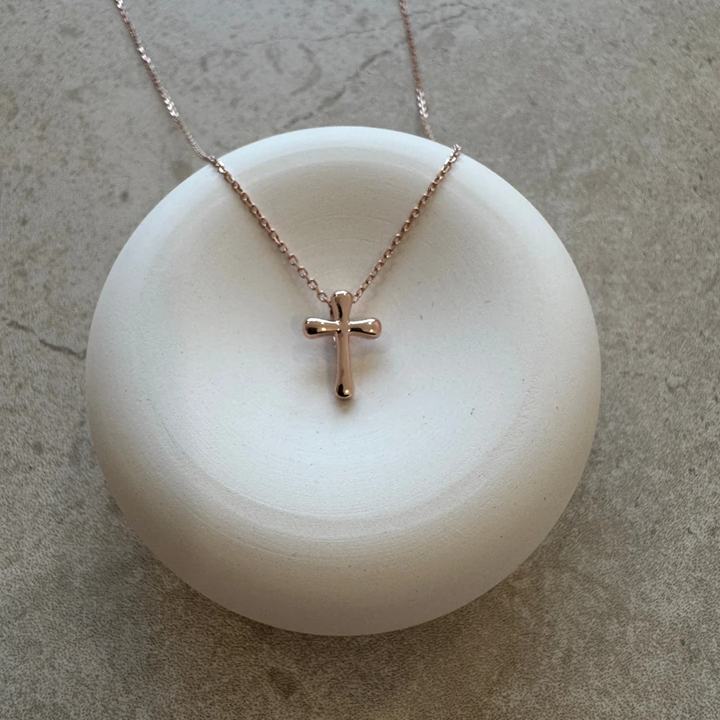 Agape, Rose Gold Cross Pendant Necklace by Jacob Rachel