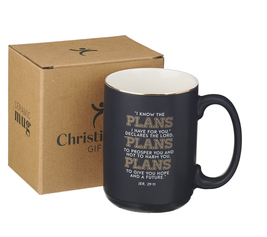 Ceramic Mug, The Plans, Modern Blue Grid