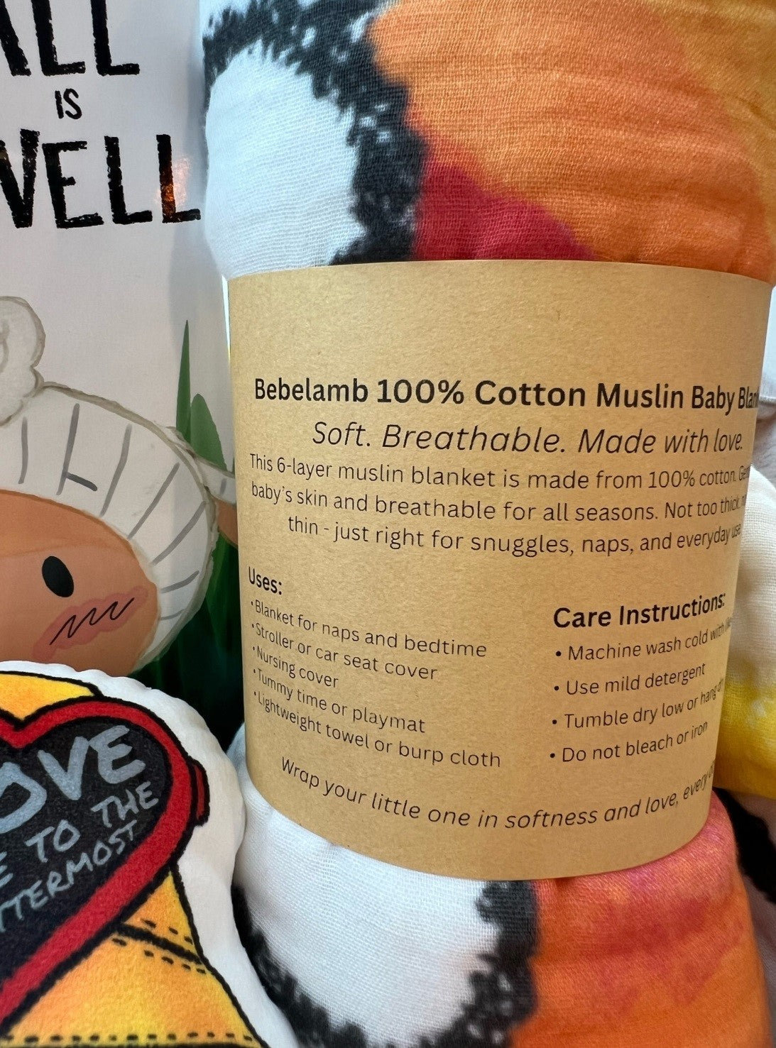 100% Cotton Muslin Baby Blanket by BebeLamb