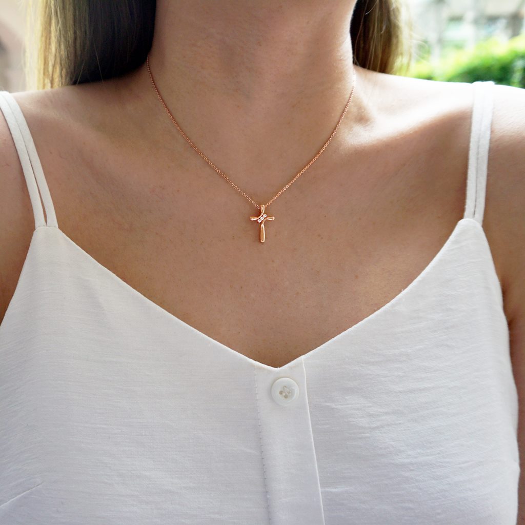ROCKONLINE | New Creation Church | NCC | Joseph Prince | ROCK Bookshop | ROCK Bookstore | Star Vista | Lifestyle | Mothers | Ladies | Gift | Necklace | Earrings | Bangle | Scriptures | Swarovski Crystals | Brilliance Trinity Cross, Rose Gold by Jacob Rachel | Free delivery for Singapore Orders above $50.